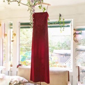 Stunning Red Velvet Beaded Gala Dress Size Medium
